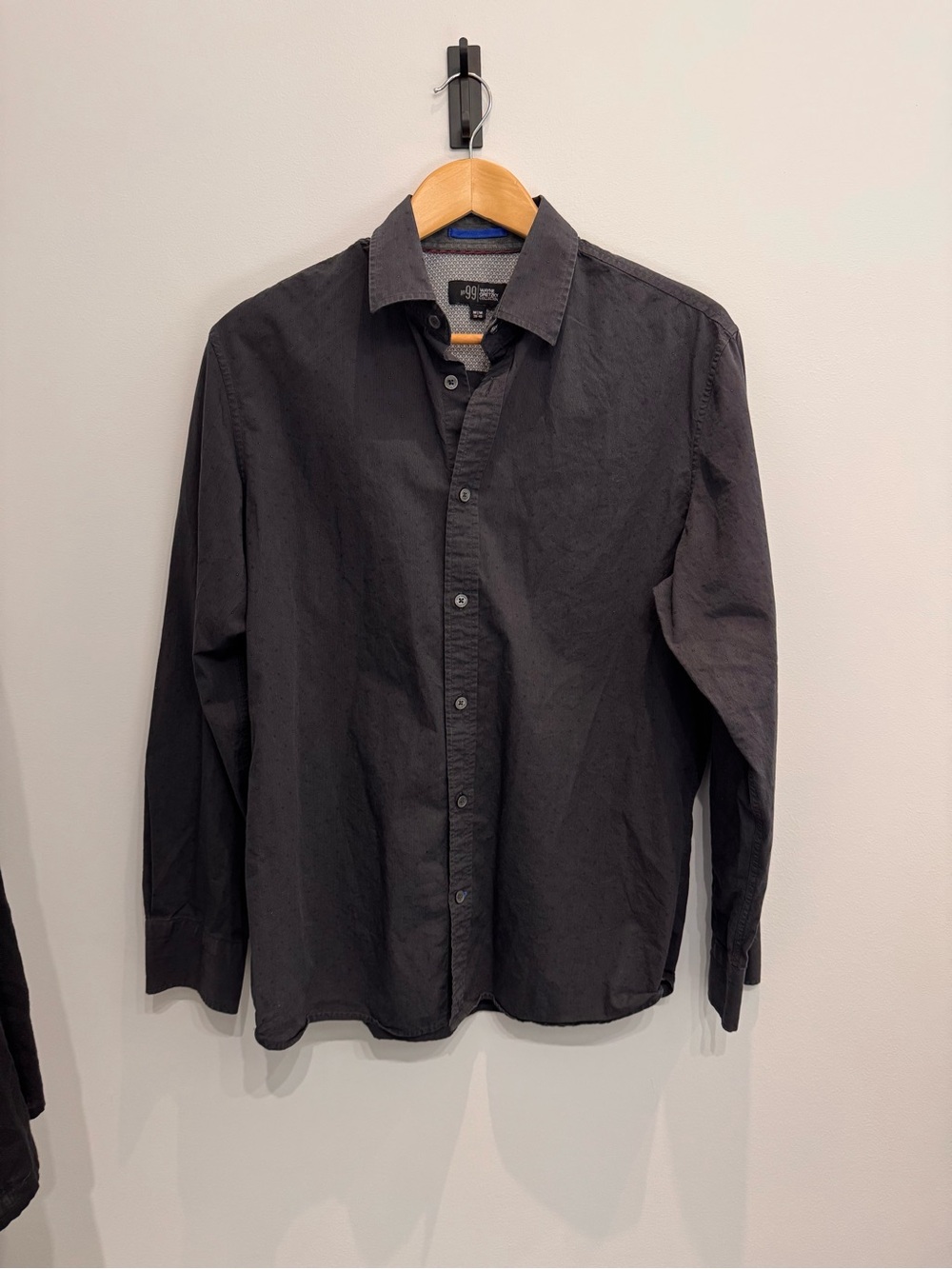 Wayne Gretzky No. 99 Charcoal Cotton Dotted Button-Up Shirt M